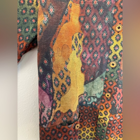 NEW Parsley & Sage Women Button Up Blouse Rainbow Abstract Bow Sleeve Small NWOT - Picture 6 of 9